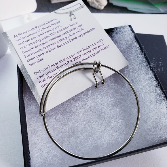 𝅺BANGLE Bracelet Music Note Charm Blue Diamond‎ NWT - Picture 6 of 7